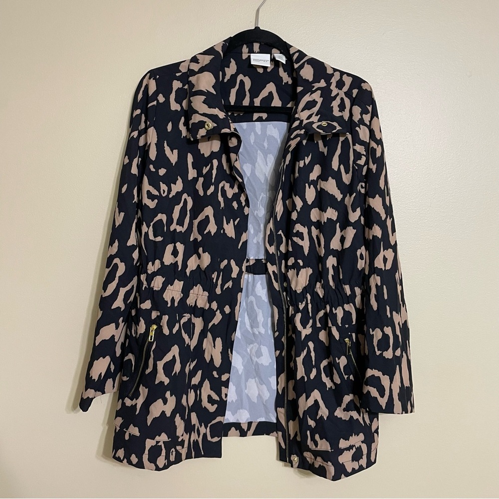 Chicos Zynergy animal‎ print lightweight zip up jacket size medium 1